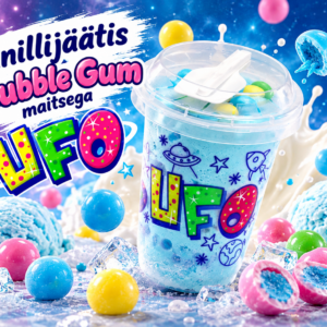 UFO Vanillijäätis Bubble Gum maitsega 1x180ml
